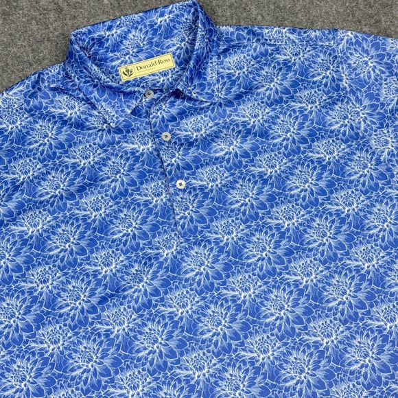 Donald Ross Other - Donald Ross Sportswear Men's Blue Floral Print Golf Polo Shirt Size L